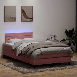Sommier à lattes de lit avec matelas rose 120x220 cm velours 