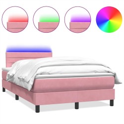 Sommier à lattes de lit avec matelas rose 120x220 cm velours 