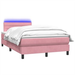 Sommier à lattes de lit avec matelas rose 120x220 cm velours 