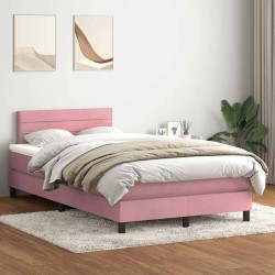 Sommier à lattes de lit avec matelas rose 120x220 cm velours 