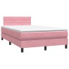 Sommier à lattes de lit avec matelas rose 120x220 cm velours 