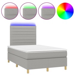 Sommier à lattes de lit matelas LED gris clair 120x190 cm tissu 
