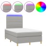 Sommier à lattes de lit matelas LED gris clair 120x190 cm tissu 