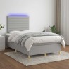 Sommier à lattes de lit matelas LED gris clair 120x190 cm tissu 