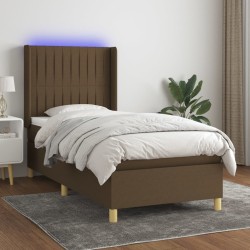 Sommier à lattes de lit matelas et LED Marron foncé 100x200cm 