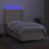 Sommier à lattes de lit matelas et LED Crème 100x200 cm Tissu 