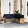 Salon de jardin 5 pcs avec coussins gris résine tressée 
