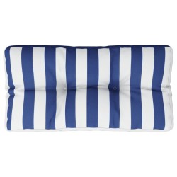 Coussin de palette rayures bleues et blanches 70x40x12 cm tissu 