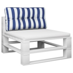 Coussin de palette rayures bleues et blanches 70x40x12 cm tissu 