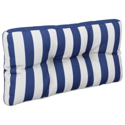 Coussin de palette rayures bleues et blanches 70x40x12 cm tissu 