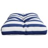 Coussin de palette rayures bleues et blanches 70x40x12 cm tissu 