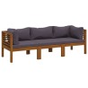 Canapé de jardin à 3 places avec coussin Bois d'acacia massif 