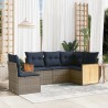 Salon de jardin 5 pcs avec coussins gris résine tressée 