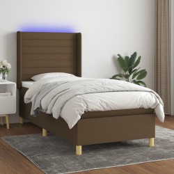 Sommier à lattes de lit matelas LED Marron foncé 90x200cm Tissu 
