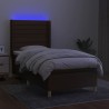 Sommier à lattes de lit matelas LED Marron foncé 90x200cm Tissu 