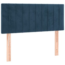 Sommier à lattes de lit et matelas bleu foncé 120x190cm velours 