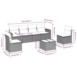 Salon de jardin avec coussins 7 pcs marron résine tressée 