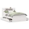 Lit bibliothèque sans matelas blanc 140x190 cm bois pin massif 