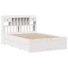 Lit bibliothèque sans matelas blanc 140x190 cm bois pin massif 