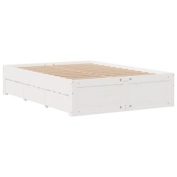Lit bibliothèque sans matelas blanc 140x190 cm bois pin massif 