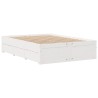 Lit bibliothèque sans matelas blanc 140x190 cm bois pin massif 