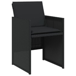 Ensemble à manger de jardin 9pcs coussins noir résine tressée 