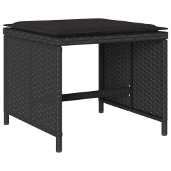 Ensemble à manger de jardin 9pcs coussins noir résine tressée 