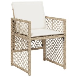 Ensemble à manger de jardin et coussins 7 pcs beige poly rotin 
