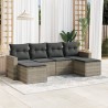 Salon de jardin 6 pcs avec coussins gris clair résine tressée 