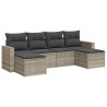 Salon de jardin 6 pcs avec coussins gris clair résine tressée 