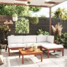 Salon de jardin 5 pcs avec coussins Crème Bois d'acacia solide 