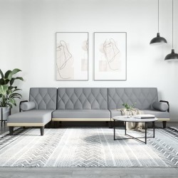 Canapé-lit en forme de L gris clair 260x140x70 cm tissu 