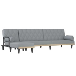 Canapé-lit en forme de L gris clair 260x140x70 cm tissu 