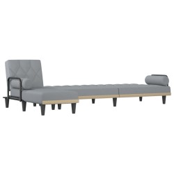 Canapé-lit en forme de L gris clair 260x140x70 cm tissu 