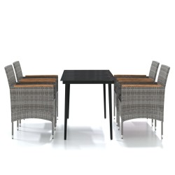 Ensemble à manger de jardin et coussins 5pcs Gris/noir 