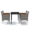Ensemble à manger de jardin et coussins 5pcs Gris/noir 
