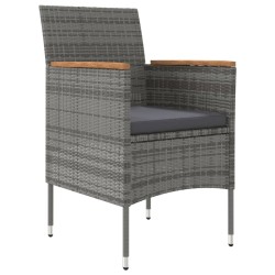 Ensemble à manger de jardin et coussins 5pcs Gris/noir 