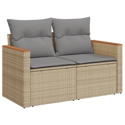 Salon de jardin avec coussins 7pcs mélange beige résine tressée 