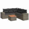 Salon de jardin 6 pcs avec coussins gris résine tressée 