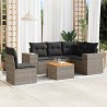Salon de jardin 6 pcs avec coussins gris résine tressée 