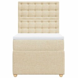 Sommier à lattes de lit avec matelas Crème 80x200 cm Tissu 