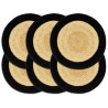 Napperons 6 pcs Naturel et noir 38 cm Jute et coton 