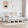 Lit bibliothèque sans matelas blanc 200x200 cm bois massif 