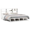 Lit bibliothèque sans matelas blanc 200x200 cm bois massif 