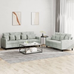 Ensemble de canapés 2 pcs avec coussins Gris clair Velours 