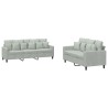 Ensemble de canapés 2 pcs avec coussins Gris clair Velours 