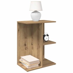 Table de chevet chêne artisanal 46,5x29x61 cm bois d'ingénierie 
