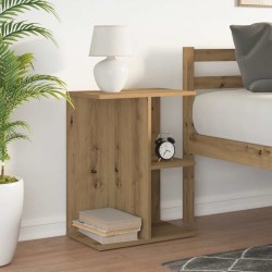 Table de chevet chêne artisanal 46,5x29x61 cm bois d'ingénierie 