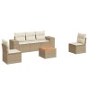 Salon de jardin avec coussins 6 pcs beige résine tressée 