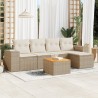 Salon de jardin avec coussins 6 pcs beige résine tressée 